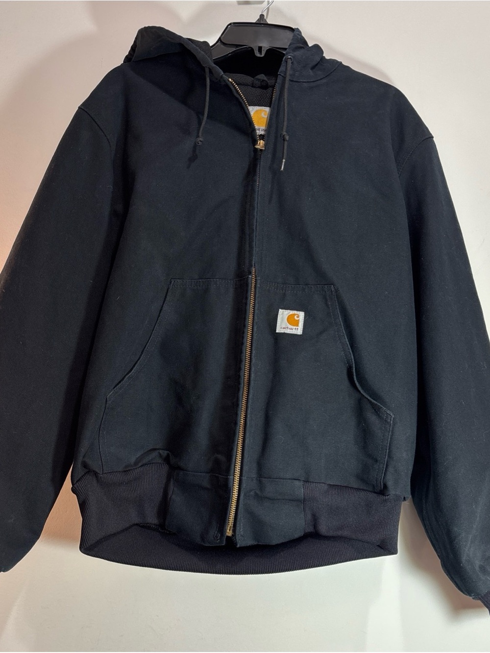 Carhartt Men’s Black Hooded. Work Jacket - Zip Front. Sz S. SOLD